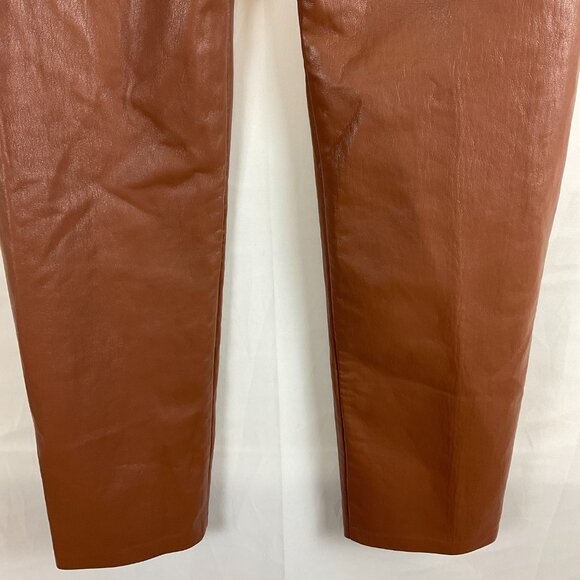 Wilfred Vegan Leather Pants 8 Brown Straight Leg Pockets - Picture 10 of 12